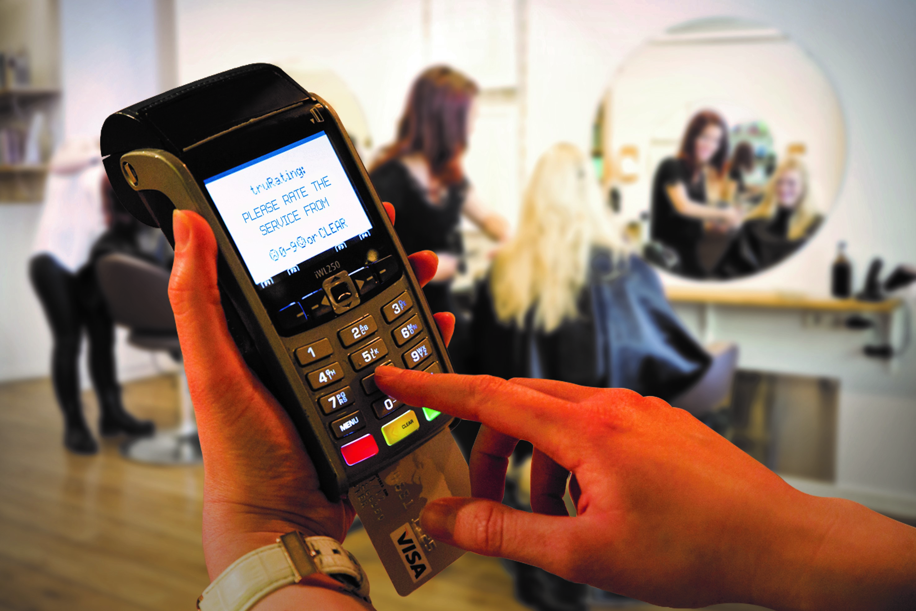 Shopper using TruRating service on chip-and-PIN handset