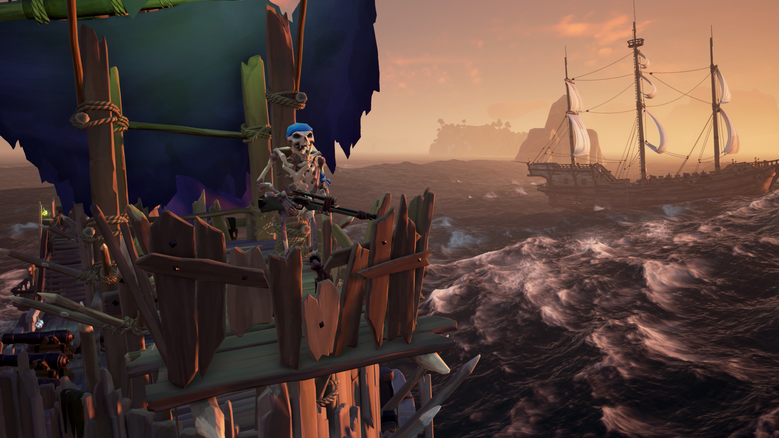 Skeleton sniper on ship in Sea of Thieves