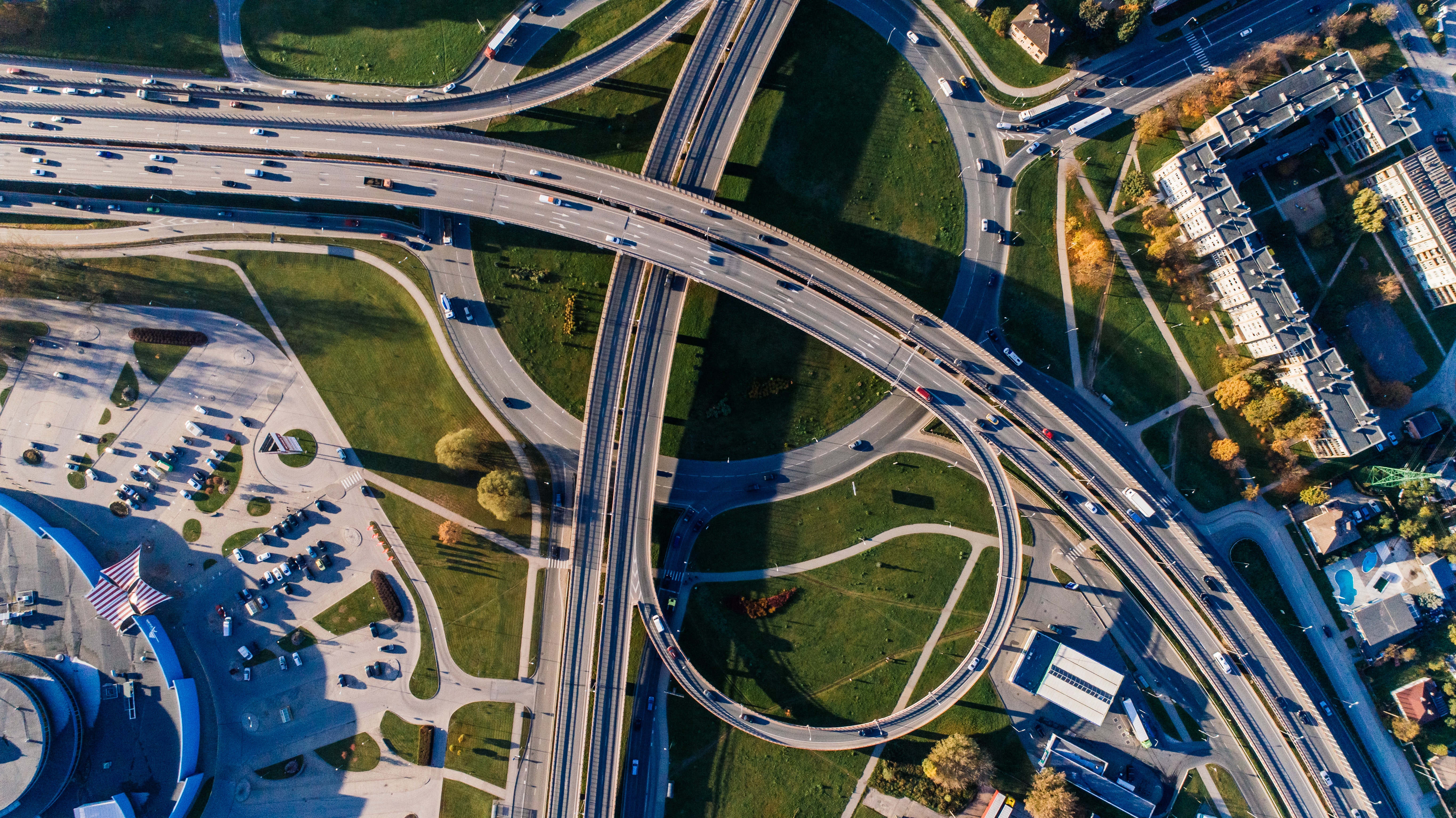 aerial view of roads