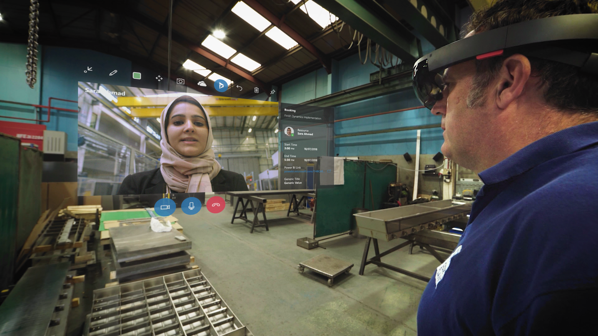 HoloLens being used in a factory