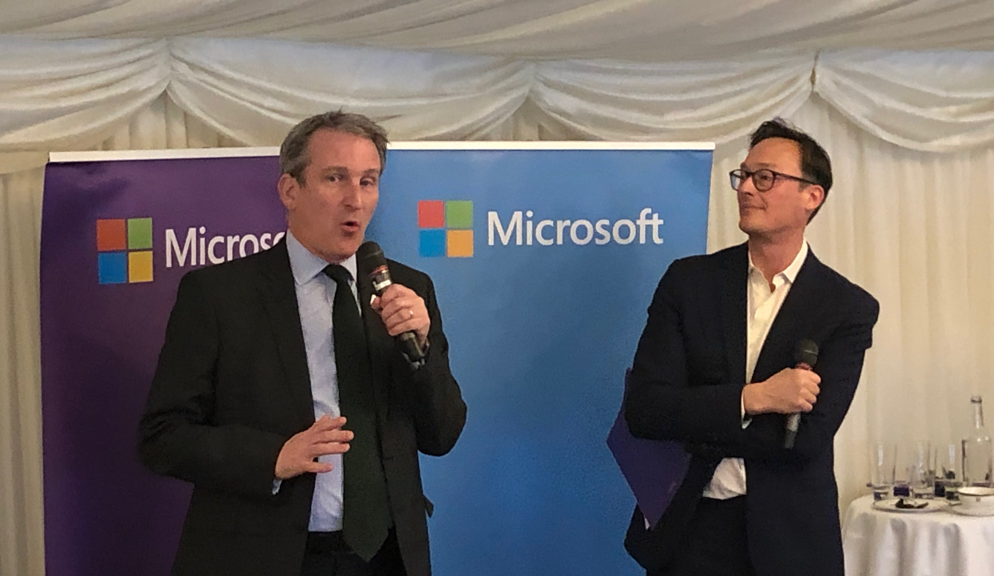 Damian Hinds MP (left) and Hugh Milward, Director or Corporate, External and Legal Affairs at Microsoft UK