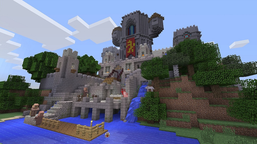 A castle in Minecraft