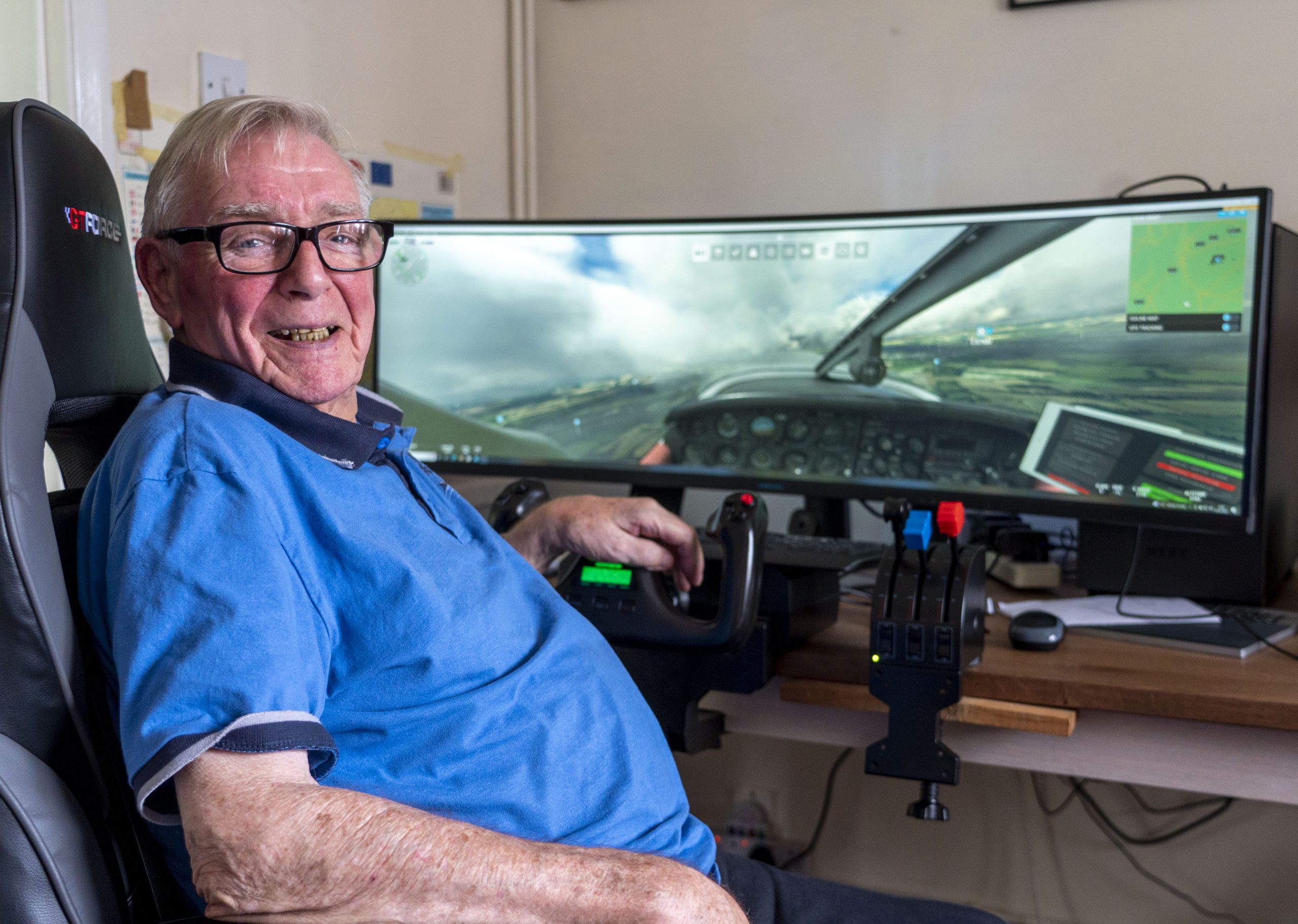 Frank Durrans, 85-year-old ex-serviceman and Flight Sim fan, at his home in Andover