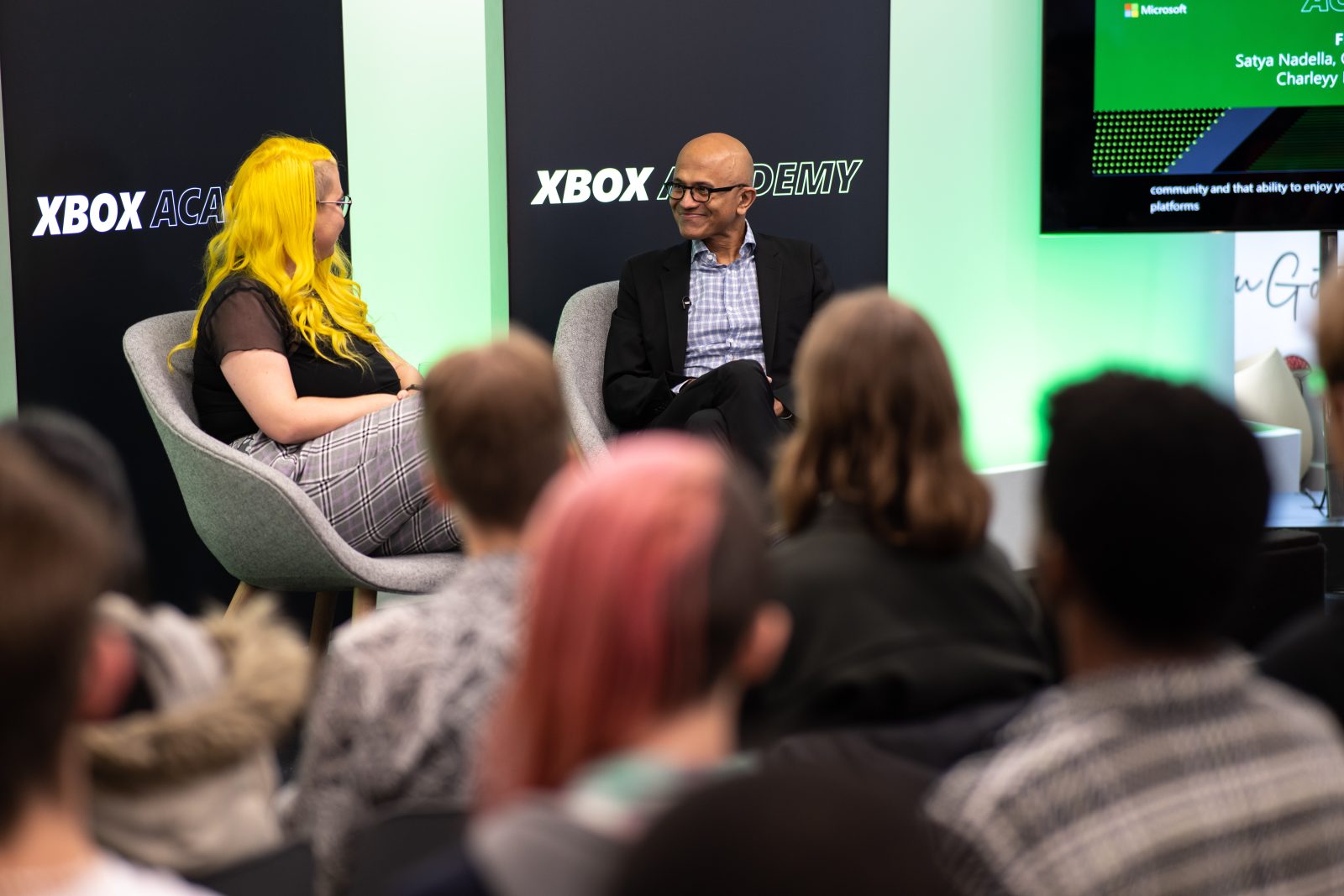 Satya Nadella and Charleyy Hodson talking