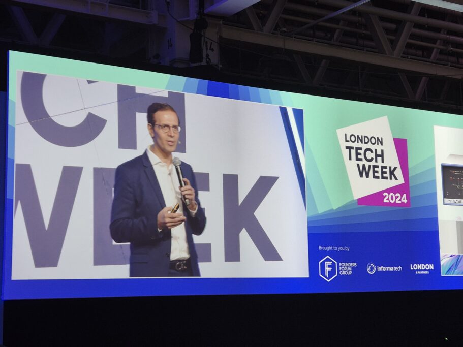 Microsoft's Mark Chaban telling the London Tech Week audience about the latest developments in AI, 10.6.24