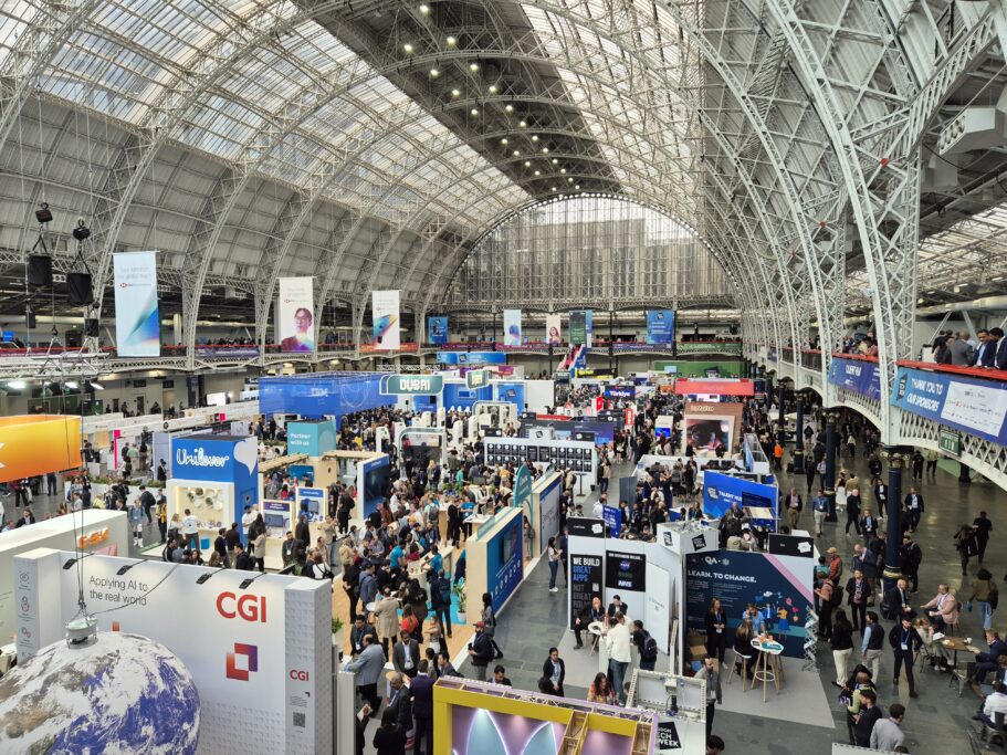 Panoramic view of the Kensington Olympia exhibition centre during first day of London Tech Week (10 June 2024)