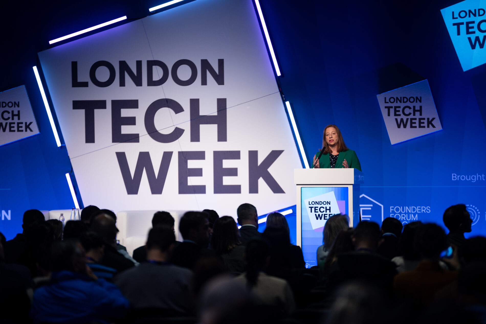 Microsoft UK CEO Clare Barclay delivering keynote speech at London Tech Week on Monday 10 June 2024