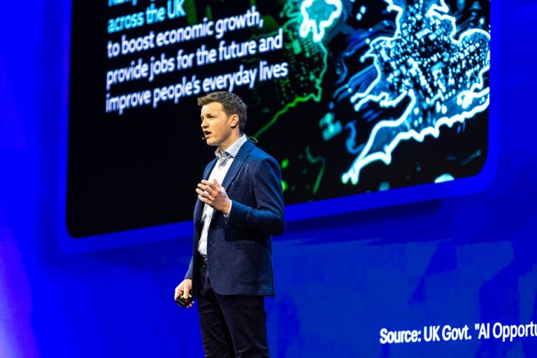 Darren Hardman, CEO, Microsoft UK, delivering keynote speech at AI Tour London 5 March 2025