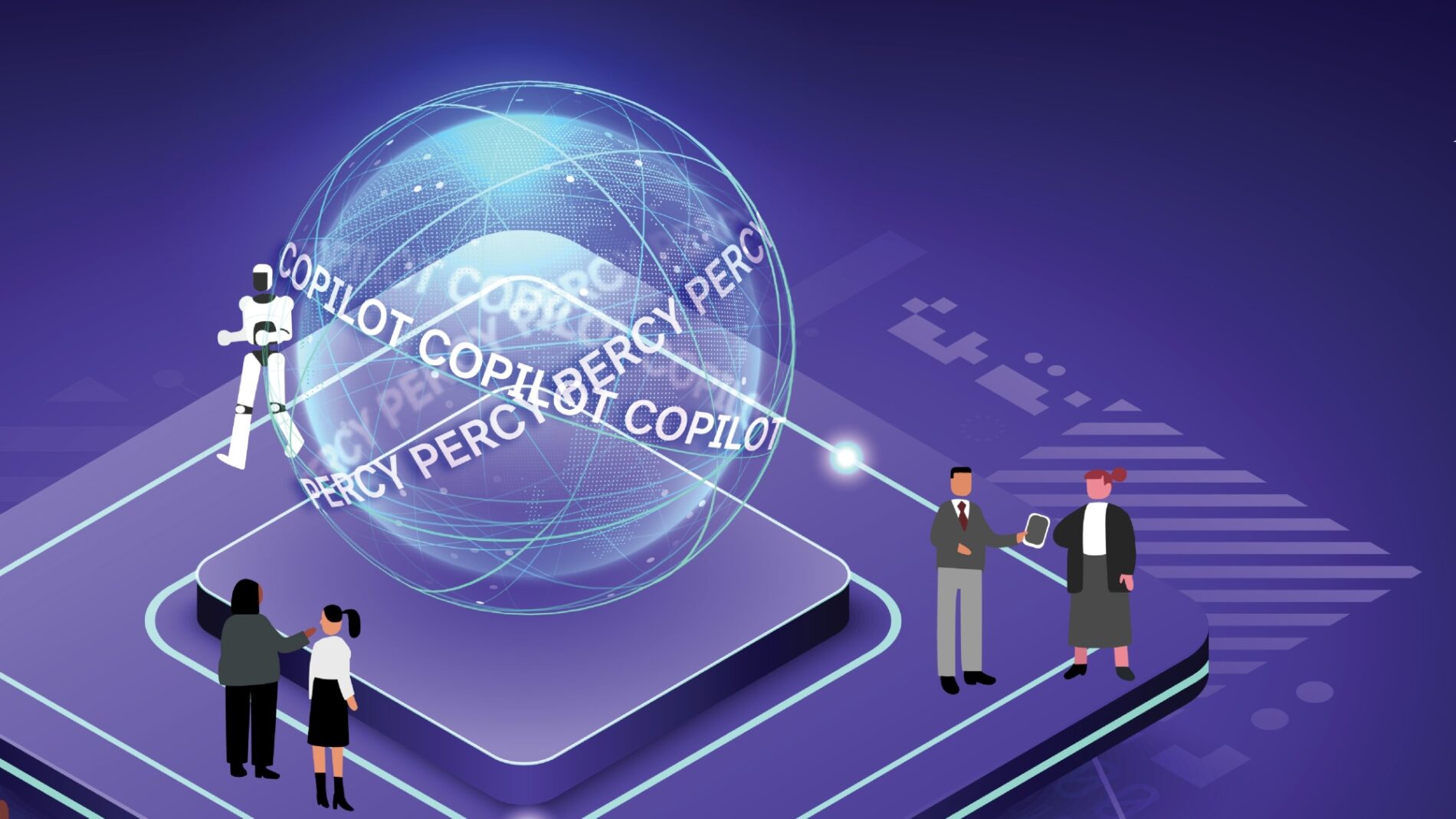 Banner graphic for law firm Simmons and Simmons' Generative AI platform Percy AI