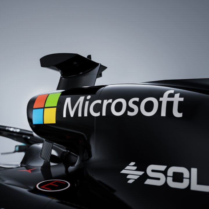 Microsoft logo on Mercedes-AMG PETRONAS F1 racing car
