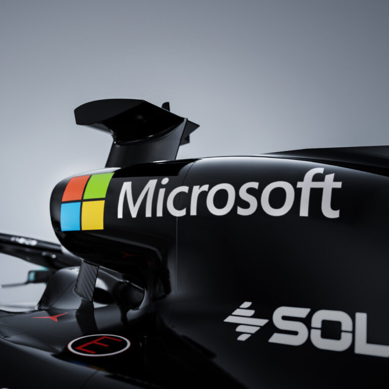 Microsoft logo on Mercedes-AMG PETRONAS F1 racing car