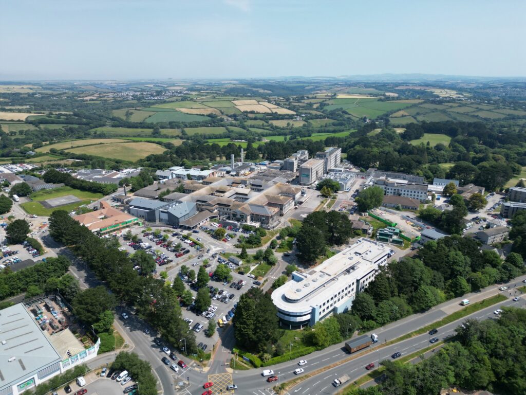 Aerial shot of Royal Cornwall Hospitals NHS Trust