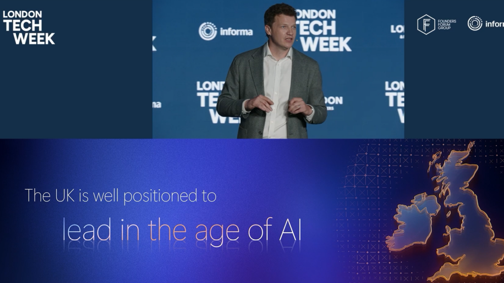 Darren Hardman CEO Microsoft UK & Ireland delivering keynote speech at London Tech Week on Monday 8 June 2026